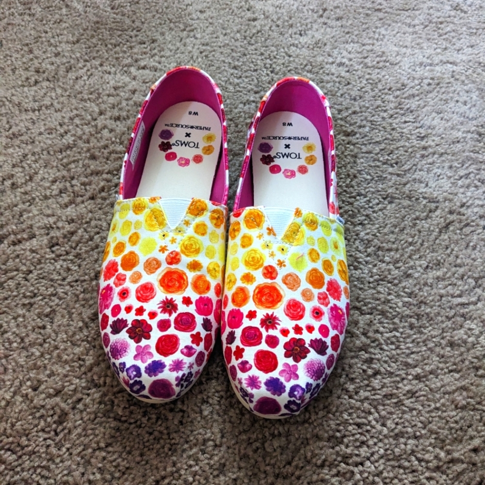 Tom's x Paper Source floral slip ons NWB
